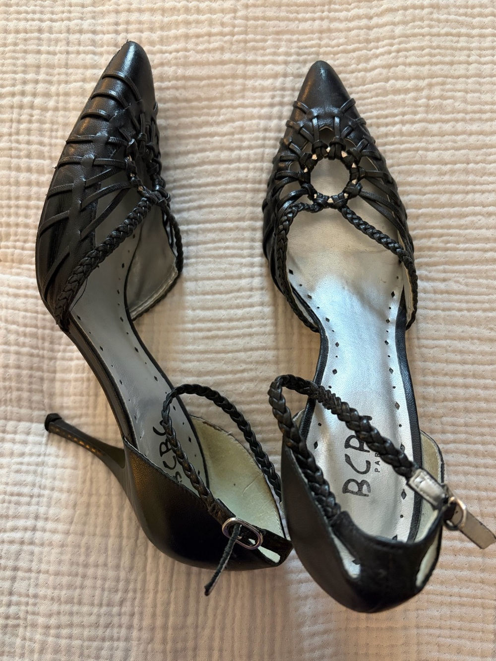 BCBG Black Braided Pointed-Toe Heels - SZ 8.5